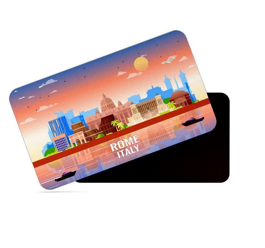 dhcrafts Rectangular Rubber Fridge Magnet / Magnetic Card Multicolor Italy Rome Design Pack of 1 (8.6cm x 5.4cm)